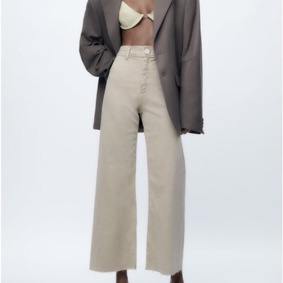 ZARA Marine Straight Wide Leg Pant - Picture 1 of 6